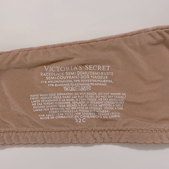 Victoria’s Secret Racerback Semi Demi Front Closure Size 32C Nude - Picture 7 of 7